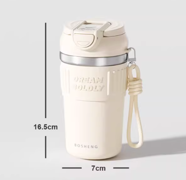 Large-Capacity Stainless Steel Straw Tumbler | Portable Insulated Coffee Cup with Lid & Strap (SUS316)
