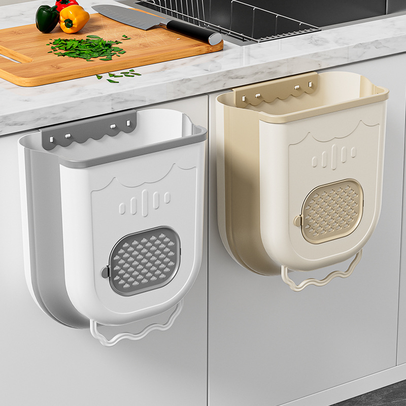 Foldable Wall-Mounted Trash Can | Hanging Kitchen & Bathroom Garbage Bin with Space-Saving Design