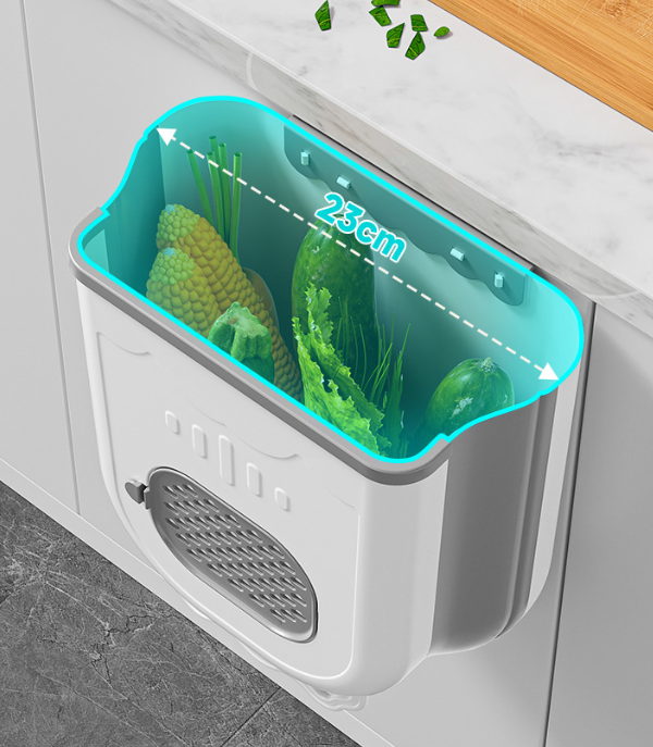 Foldable Wall-Mounted Trash Can | Hanging Kitchen & Bathroom Garbage Bin with Space-Saving Design