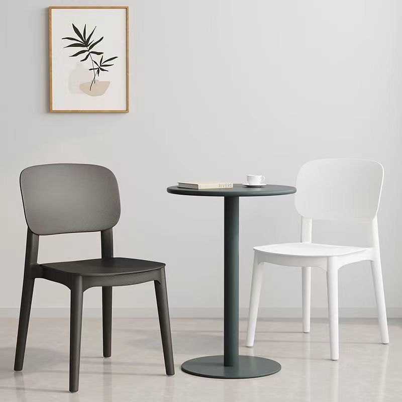 Household Plastic Dining Chair, Thickened Nordic-Style Backrest Chair & Dining Table Set