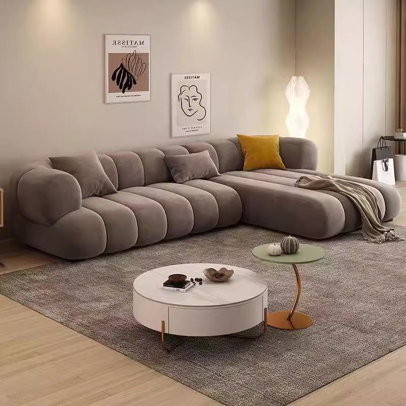 Luxury Fabric Sofa_ Straight Row, Retro & Modern Style