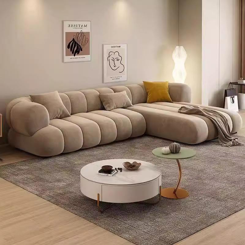 Luxury Fabric Sofa_ Straight Row, Retro & Modern Style