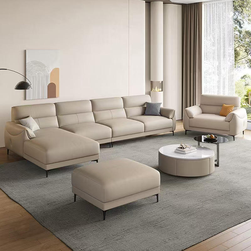 Genuine Leather Sofa — Modern Light Luxury Living Room Sofa