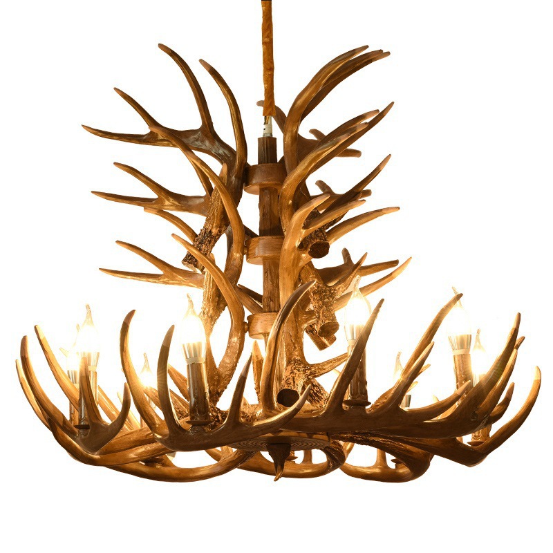 American Rural Deer Horn Lamp Retro Industrial Style Deer Horn Pendant Light