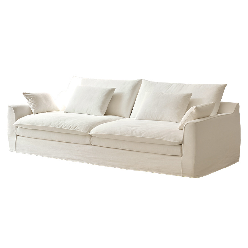 Modern Detachable and Washable Linen Fabric Sofas Small-sized Living Room Straight-row Sofas Nordic Down Sofas