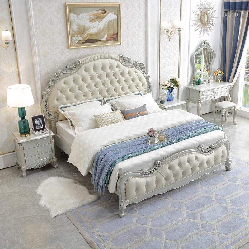 Vintage Carved Solid Wood Bed