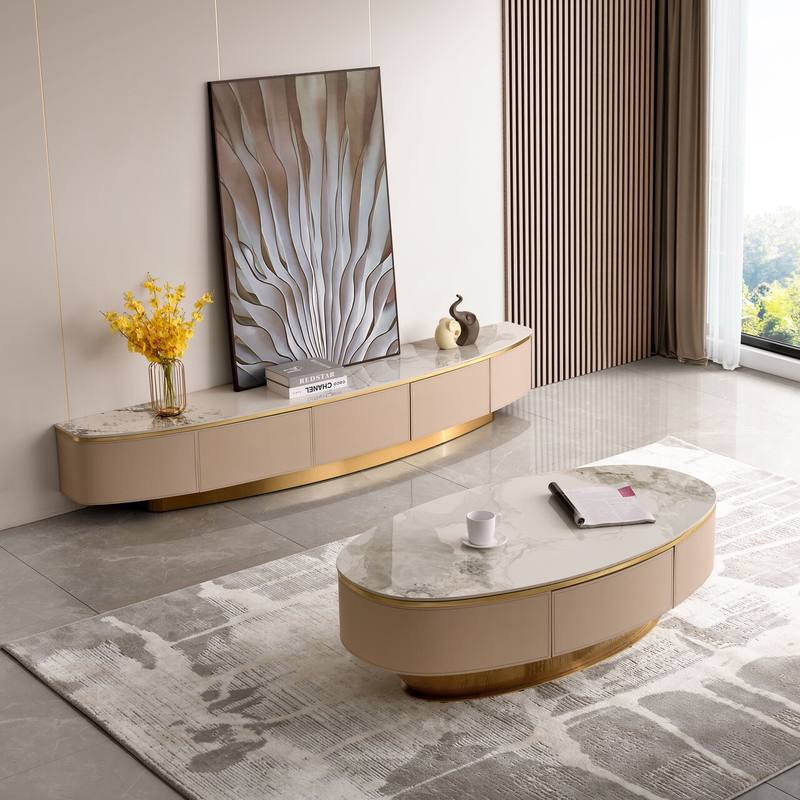 Minimalist High-End Integrated Storage TV Cabinet, Light Luxury Style for Small Apartments