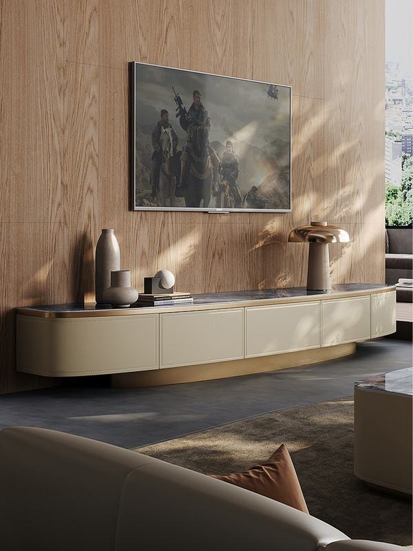 Minimalist High-End Integrated Storage TV Cabinet, Light Luxury Style for Small Apartments