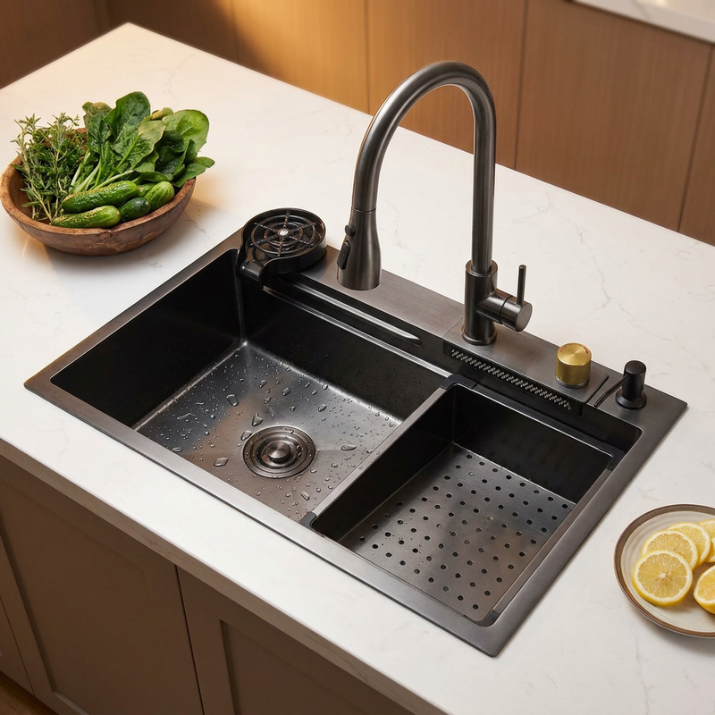 Stainless‑steel multifunctional kitchen sink