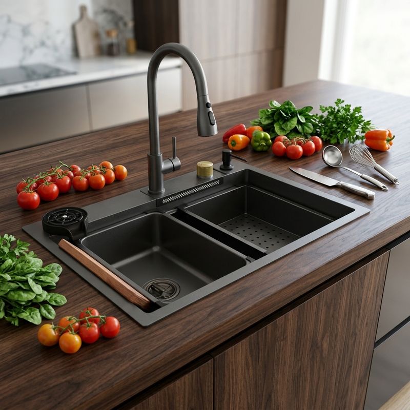 Stainless‑steel multifunctional kitchen sink