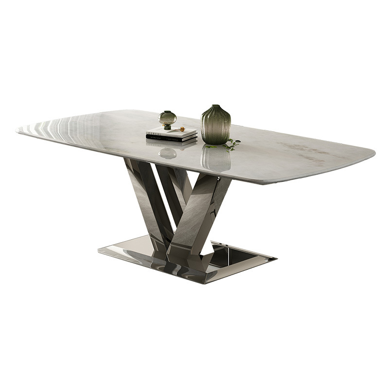 Light Luxury Dining Room Dinning Table Set Marble Top Kitchen Rectangular Dinning Tables for 6 Seat Table Chair
