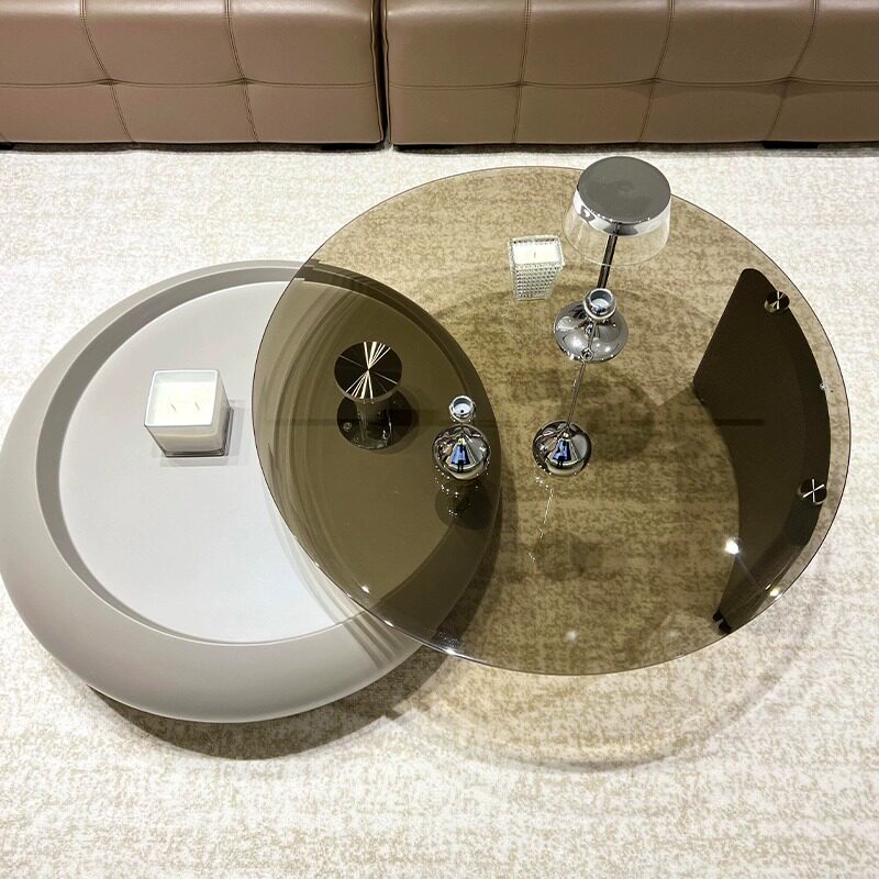 Simple Cream‑Style Coffee Table with Glass Top
